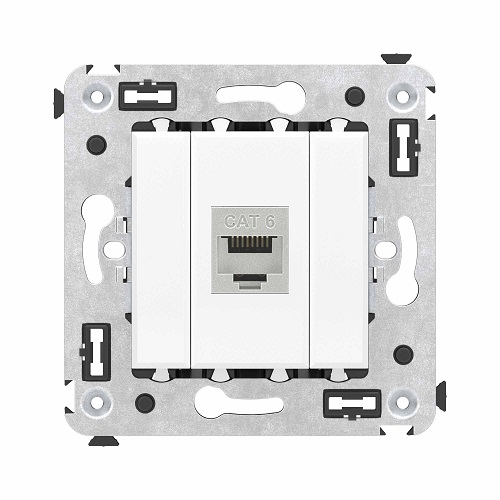 Розетка компьютерная DKC 4400793 RJ-45 без шторки в стену, кат.6 одинарная экранированная, Белое облако, Avanti