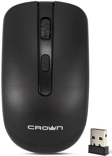 Мышь Wireless Crown CMM-336W CM000002168 1600dpi, нано ресивер 2,4 ГГц, 4 кнопки, 2*ААА (в комплекте), Plug Play