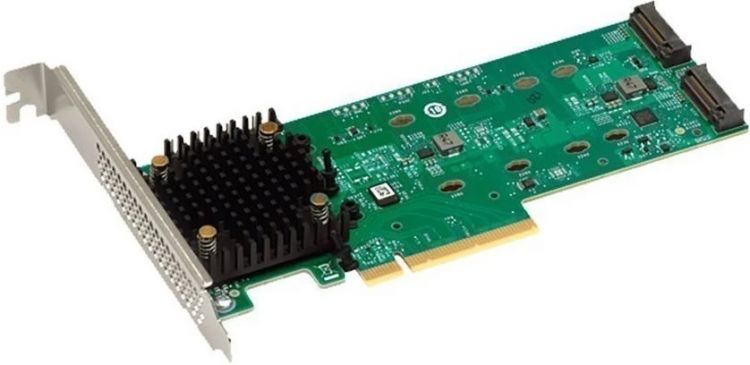 Контроллер SAS Broadcom/LSI 05-50148-00 9540-2M2 SGL PCIe 4.0 x8 LP, Tri-Mode SATA/NVMe 12G RAID, 2*M.2 slots, 3808 IOC, RTL