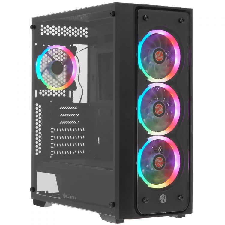 Корпус eATX Raijintek PONOS TG4 0R20B00198 черный, без БП, боковая и фронтальная панели закаленное стекло, USB 3.0, 2*USB 2.0, audio