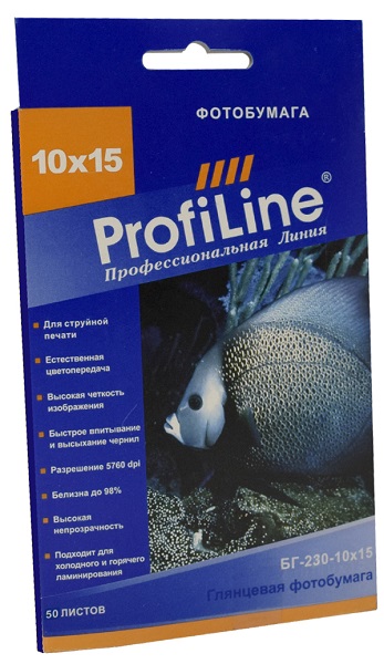 Фотобумага ProfiLine PL_GP_230_10x15_50 глянцевая 230 г/м2, 10x15, 50 л, 5760 dpi (Mi)