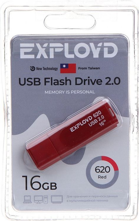 Накопитель USB 2.0 16GB Exployd EX-16GB-620-Red 620, красный