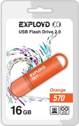 Накопитель USB 2.0 16GB Exployd EX-16GB-570-Orange 570, оранжевый