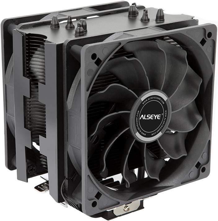 Кулер ALSEYE S120D-B LG1200/775/115x/2011/FM1/FM2/AM2/AM2+/AM3/AM3+/AM4 (2*120mm fan, 1700rpm, 66CFM, 33.8dBA, 4-pin PWM) RTL