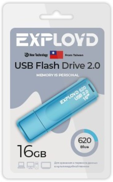 Накопитель USB 2.0 16GB Exployd EX-16GB-620-Blue 620, синий