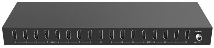 Усилитель-распределитель Digis SMI-116-2 1x16 HDMI. 4K 60Гц 4:4:4 (HDR), HDMI 2.0, EDID, HDCP 2.2, EDID. Де-эмбеддер аудио. Масштаб. 4K в 1080p.