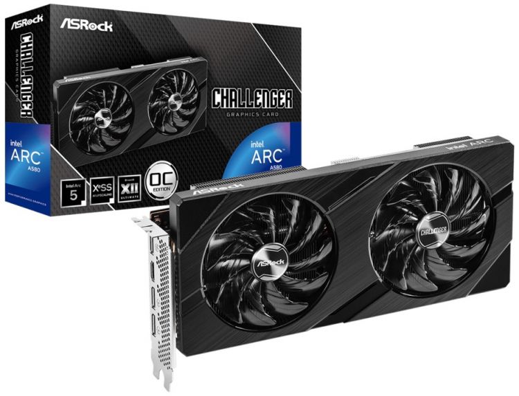 Видеокарта PCI-E ASRock Arc A580 Challenger OC (A580 CL 8GO) 8GB GDDR6 384bit 6nm 1700/16000MHz HDMI/3*DP RTL