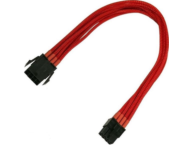 Удлинитель Nanoxia NX8PE3ER 8-pin PCI-E, 30см, индивидуальная оплетка, красный