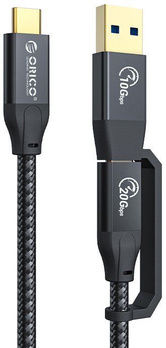 Кабель интерфейсный Orico ORICO-ACC32-03-BK-BP USB Type-C(m)/Type-C(m)/Type-A(m), 10 - 20 Гбит/с, 0,3 м, черный