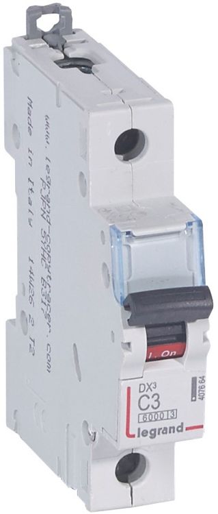 Автоматический выключатель Legrand 407664 DX³ 6000 - 10 кА - тип характеристики C, 1П, 230/400 В~, 3 А, 1 модуль