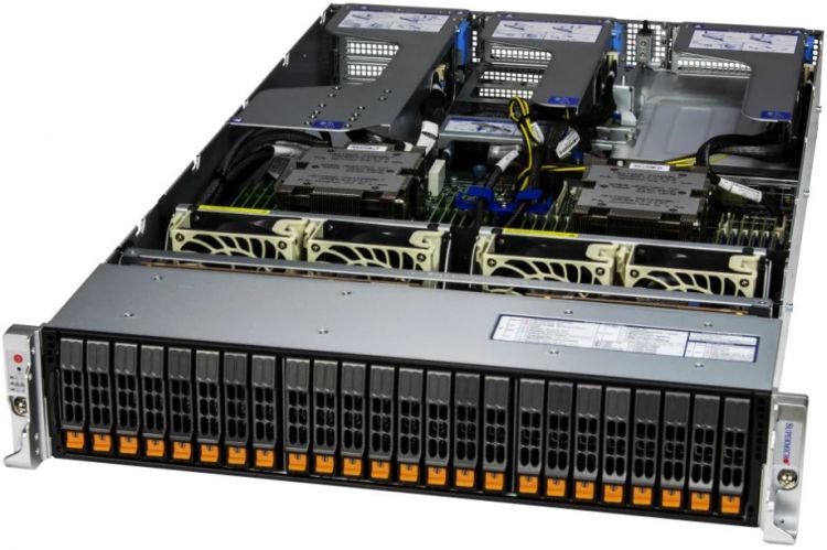 Сервер Supermicro AS-2125HS-TNR Hyper A+ Server 2U 2*Genoa 9534/4*32GB/PM9A3 960GB NVMe(24SFF)/2-port 10GBase-T/2*1600W(2nd config)