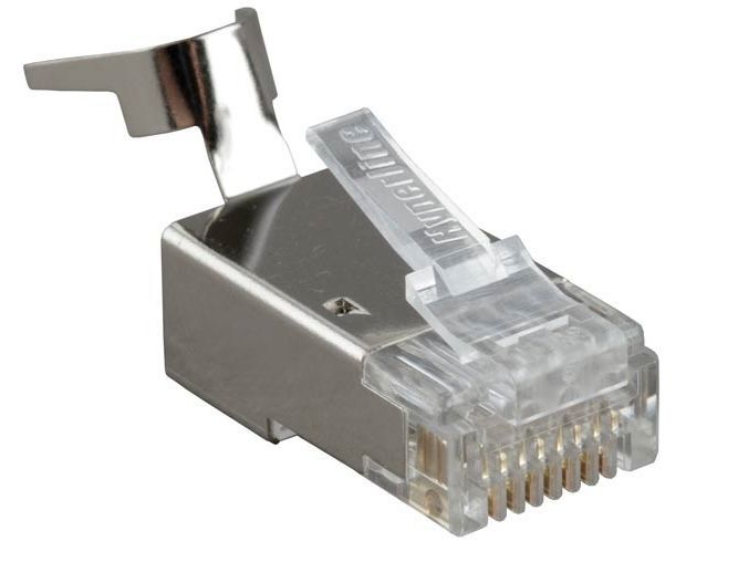 Разъем Hyperline PLUG-8P8C-UV-C6-TW-SH-10 (10шт)RJ-45(8P8C) под витую пару, категория 6 (50 µ/ 50 микродюймов), экранированный, универсальный (для од