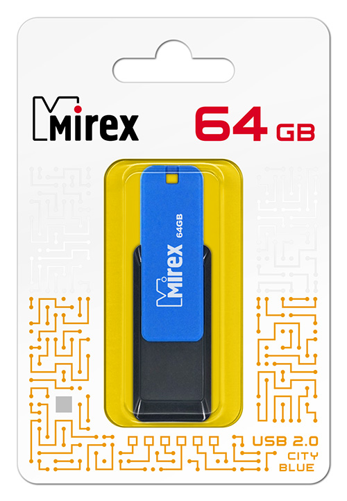 Накопитель USB 2.0 64GB Mirex CITY 13600-FMUCIB64 синий (ecopack)