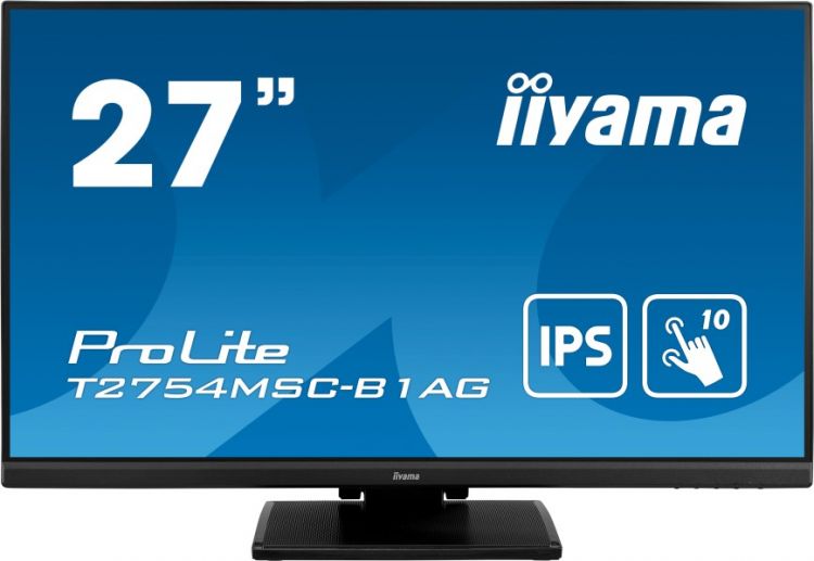  Монитор 27 Iiyama ProLite T2754MSC 1920х1080, IPS, nonGLARE, touch, 300cd/m2, 178°/178°, 1000:1, 80M:1, 16.7M, 4ms, VGA, DVI, HDMI, USB-Hub, Height a