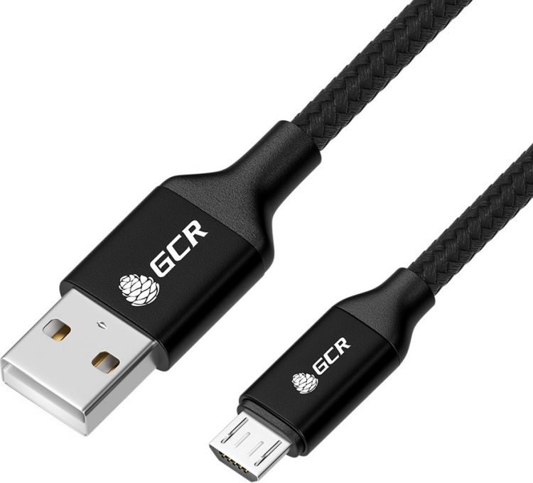 Кабель интерфейсный Greenconnect GCR-52463 QC 0.5m MicroUSB, быстрая зарядка, черный нейлон, AL корпус черный, черный ПВХ, 28/24 AWG