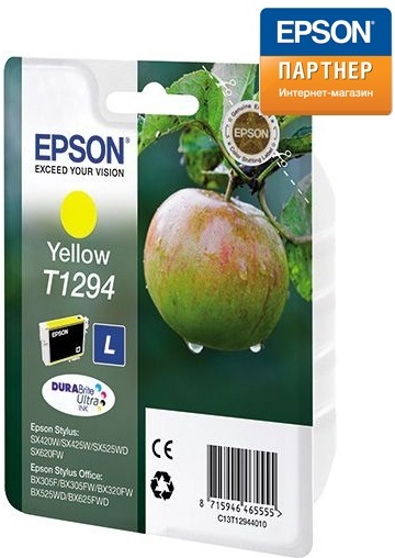 Картридж Epson C13T12944012 для Stylus SX420W/SX425W/SX525WD/SX620FW, Stylus Office BX305F/BX305FW/BX320FW/BX525WD/BX625FWD/SX430W/ WF-7525 жёлтый