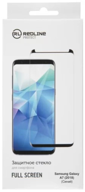 Защитное стекло Red Line УТ000016476 для Samsung Galaxy A7 (2018), tempered glass FULL GLUE, синяя рамка