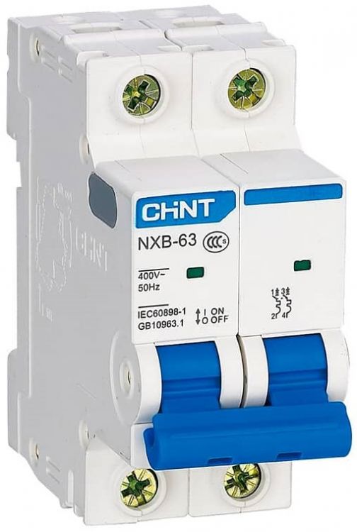 Автоматический выключатель модульный CHINT 814120 2P, тип характеристики B, 25А, 6кА, NXB-63 (R)