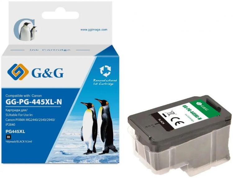 Картридж G&G GG-PG-445XL-N струйный черный (15мл) для Canon PIXMA MG3040/2545S/2440/2940/2540/2540S;iP2840;MX494;TS204/3140/3440;TR4540/3340/4640