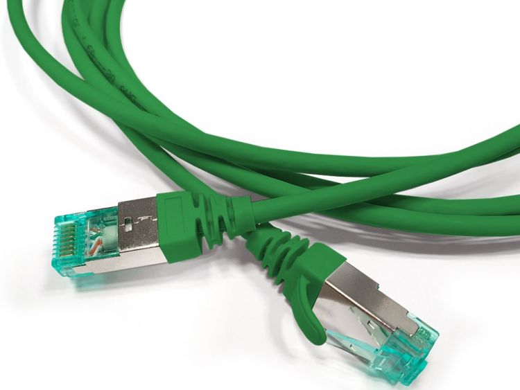 Кабель патч-корд S/FTP 6А кат. 1.5м Hyperline PC-LPT-SFTP-RJ45-RJ45-C6a-1.5M-LSZH-GN экранированный, (100% Fluke Component Tested), 30AWG, LSZH, 1.5 м