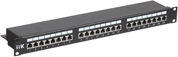 Патч-панель ITK PP24-1UC5ES-D05 19, 1U, Cat 5e, 24 порта RJ45 (8p8c), экранированная, Dual IDC (110/KRONE)
