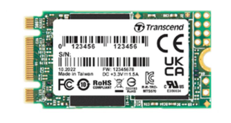 Промышленный накопитель SSD M.2 2242 Transcend TS40GMTS210I MTS210I 40GB SATA 6Gb/s 3D TLC BiCS5 560/400MB/s MTBF 3M 2289 TBW