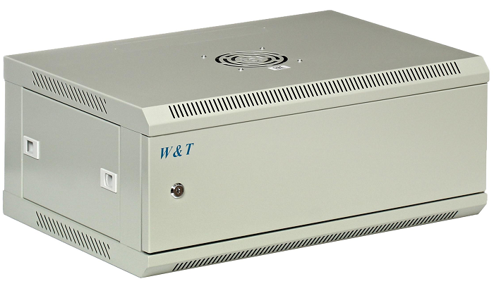 Шкаф настенный 19, 4U W&T M046045GWTWOF 600x450 мм, дверь глухая металл, цвет серый. Без вент.