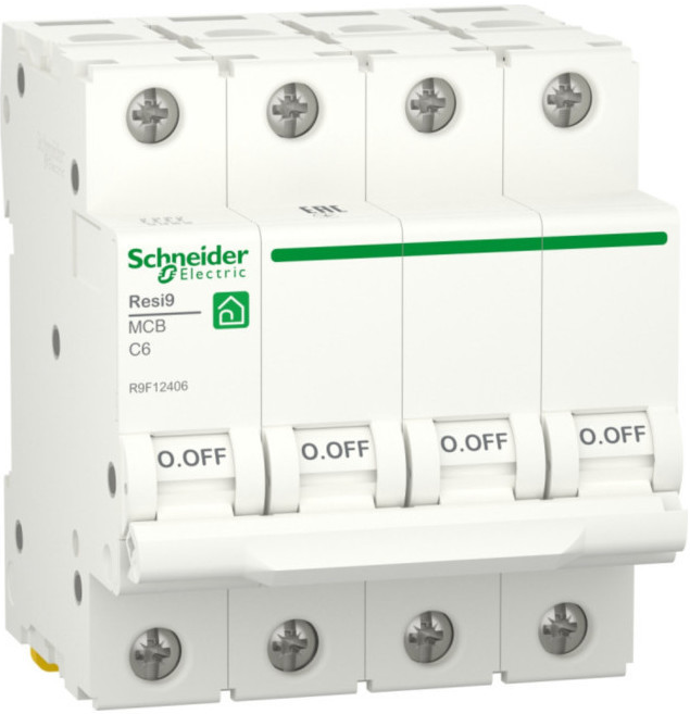 Автоматический выключатель Schneider Electric RESI9 Resi9 - 4P, тип хар-ки C, 6 А, 400 В AC, 6кА