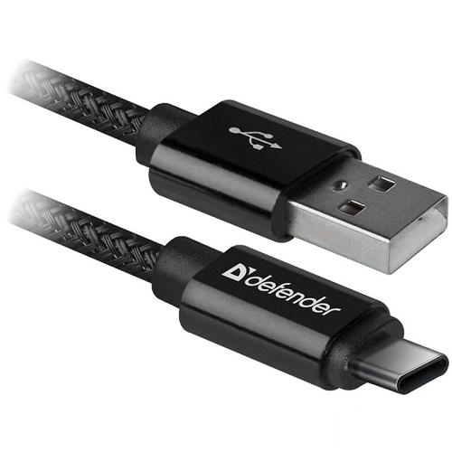 Кабель интерфейсный Defender USB09-03T USB 2.0/Type-C, 1м, чёрный