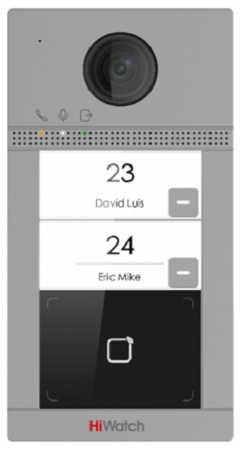 Вызывная панель HiWatch VDP-D4212W/Flush 2Мп IP на двух абонентов с ИК-подсветкой до 3м и Wi-Fi 2Мп, Wi-Fi 2.4ГГц, Web интерфейс, PoE/12В DC, Mifare с