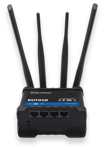 Маршрутизатор промышленный Teltonika Networks RUT950 LTE, 2 SIM, WAN, 3xLAN, Wi-Fi 802.11b/g/n, MIMO 2x2