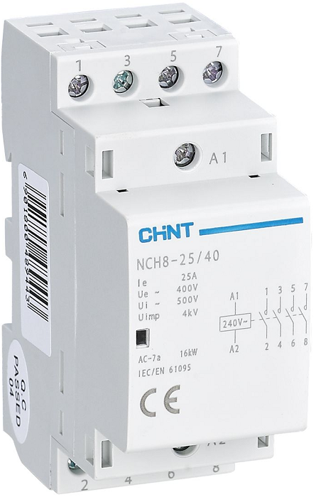 Контактор модульный CHINT 256089 NCH8-25/40, 25А, 4НО, AC, 220/230в 50Гц (R)