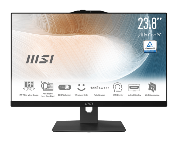  Моноблок 23.8'' MSI Modern AM242P 12M-206RU 9S6-AE0711-206 i7-1260P/16GB/512GB SSD/Iris Xe graphics/1920x1080/GbitEth/WiFi/BT/cam/Win11Pro/black