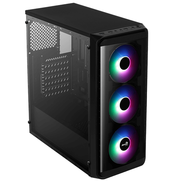 Корпус ATX AeroCool SI-5200 Frost 4718009159303 черный, без БП, с окном, USB 3.0, 2*USB 2.0, audio, 3*Frost 120mm RGB fan