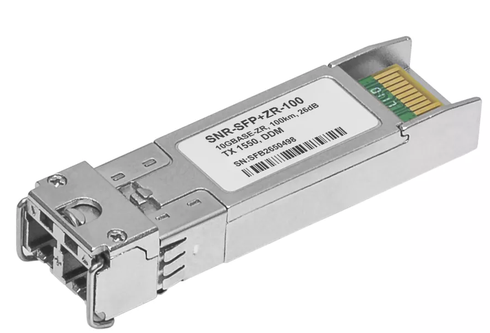 Модуль SFP+ SNR SNR-SFP+ZR-100 двухволоконный 10GBASE-ZR, разъем LC, рабочая длина волны 1550нм, дальность до 100км (26dB)