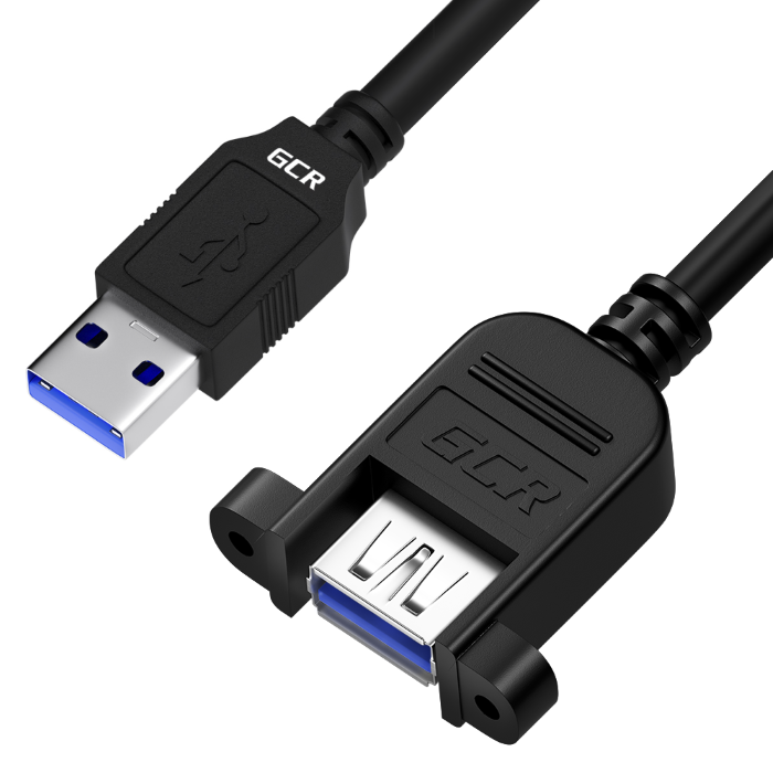 Удлинитель USB 3.0 Greenconnect GCR-53902 2.0m, AM/AF крепление под винт, черный