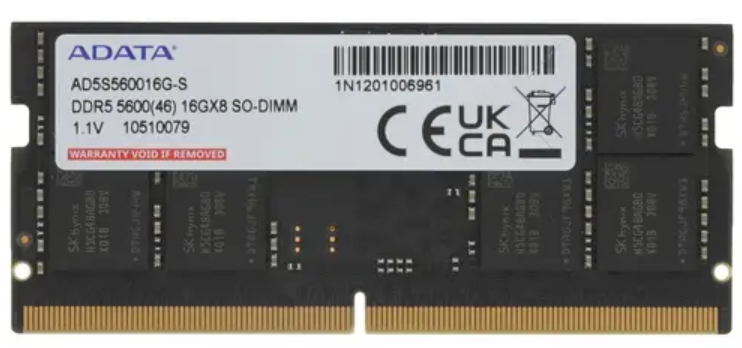  Модуль памяти SODIMM DDR5 16GB ADATA AD5S560016G-S PC5-44800 5600MHz CL46 1.1V