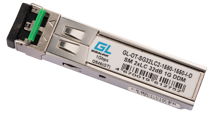 SFP два волокна 1,25G Модуль GIGALINK GL-OT-SG32LC2-1550-1550-I-D SFP, 1Гбит/c, два волокна SM, 2xLC, 1550 нм, DDM, 32 дБ (до 120 км)