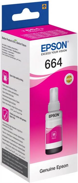 Контейнер с чернилами Epson C13T664398 T6643, 70 мл., 7500 к., пурпурный