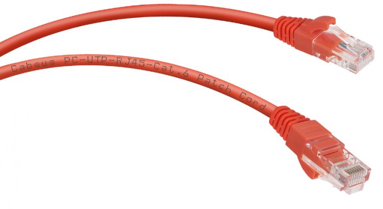 Кабель патч-корд U/UTP 6 кат. 0.3м Cabeus PC-UTP-RJ45-Cat.6-0.3m-RD-LSZH 2xRJ45/8p8c, неэкранированный, красный, LSZH