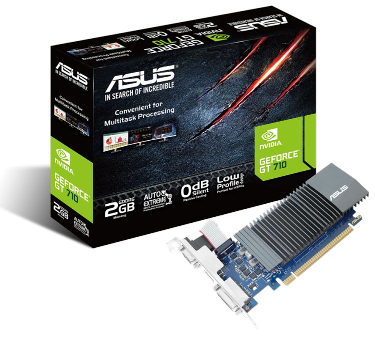 Видеокарта PCI-E ASUS GeForce GT 710 EVO (GT710-SL-2GD3-BRK-EVO) 2GB DDR3 64bit 28nm 954/900MHz DVI-D/D-Sub/HDMI