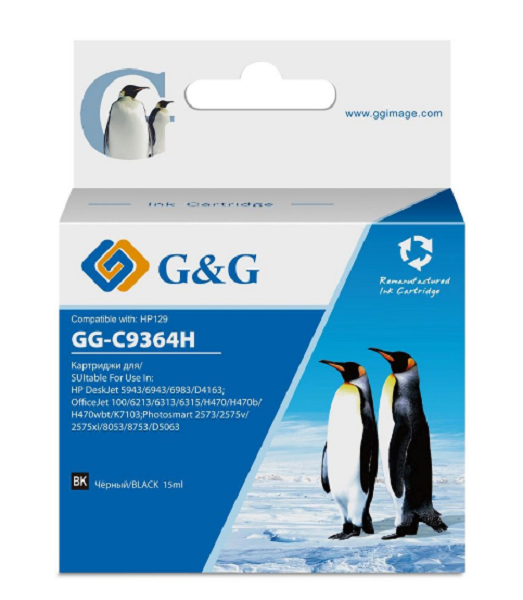 Картридж G&G GG-C9364H струйный черный (15мл) для HP PS 8053/8753/5943/2573/DJ 5900series