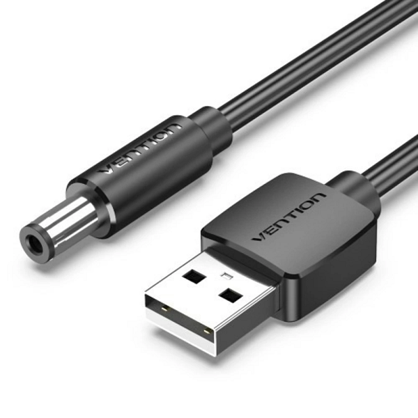 Кабель интерфейсный Vention CEYBG USB AM/DC-jack 5.5мм M - 1.5м, черный