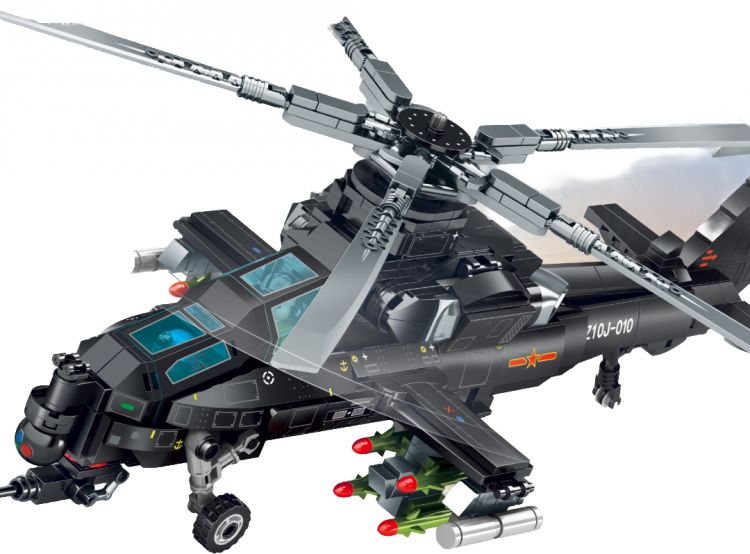 Конструктор Sembo Block 202230 Боевой вертолет Z-10, 732 детали, 2 фигурки