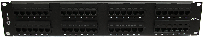 Патч-панель 5bites PPU55-02 19, 2U, Cat 5e, 48 портов RJ45 (8p8c), неэкранированная, Dual IDC (110/KRONE)