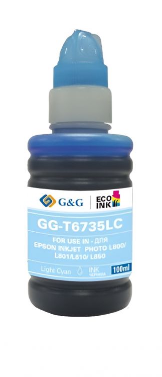 Чернила G&G GG-C13T67354A светло-голубые T6735LC для Epson L800/805/810/850/1800 (100мл)