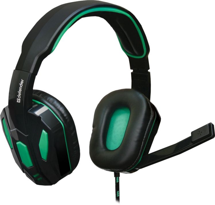   Xcom-Shop Гарнитура проводная Defender Warhead G-275 64122 игровая, зеленый/черный, 1,8 м
