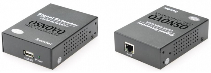 Удлинитель интерфейса OSNOVO TLN-U1/1+RLN-U4/1 USB 2.0 по сети Ethernet. Расстояние передачи точка-точка по кабелю витой пары (CAT5e/6) до 150м