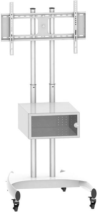 Стойка мобильная 2MVESA MediaStand 20 MDS-0020-S для дисплея 32-55, 1800 макс, отсек, полка, серебро