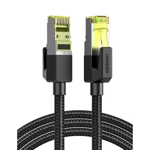 Кабель UGREEN NW150 80424 CAT7 Shielded Round Cable with Braided Modular Plugs, 3м, черный